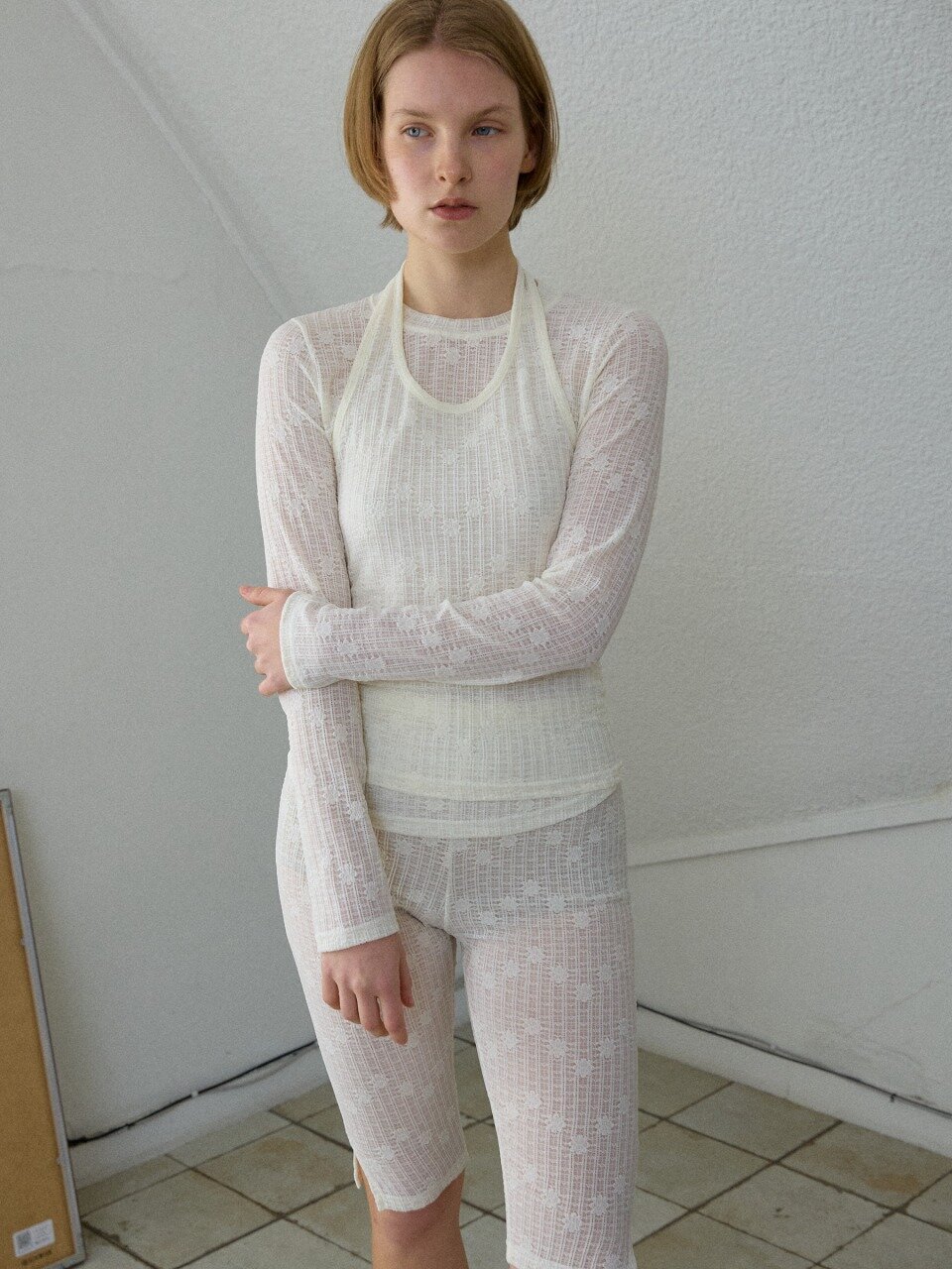 Flower Lace Layered Top Set_Ivory
