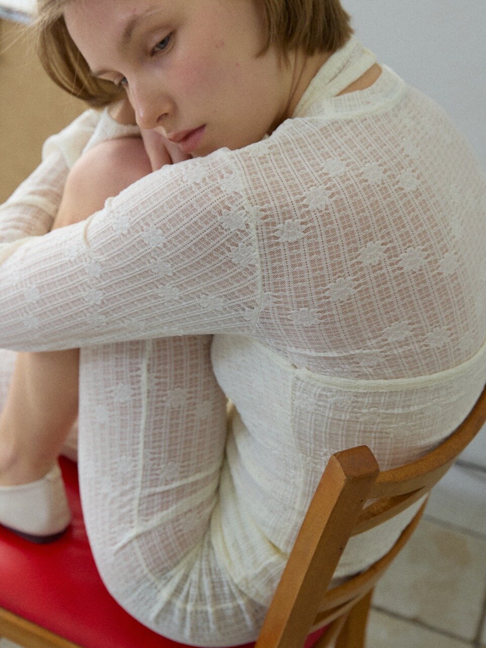 Flower Lace Layered Top Set_Ivory