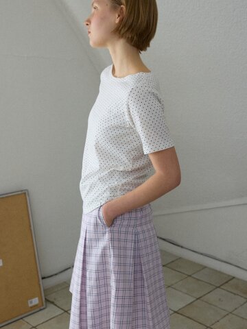 Mini Dot Boat-Neck Top_White