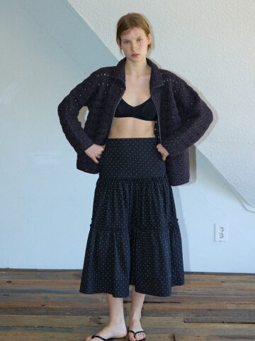 Pure Dot Tiered Ruffle Skirt_Black