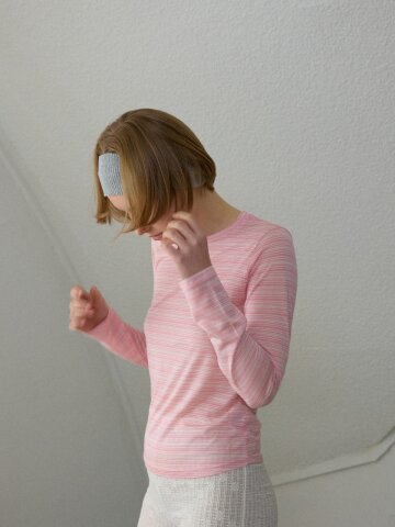Tencel Stripe Long Sleeve_Pink