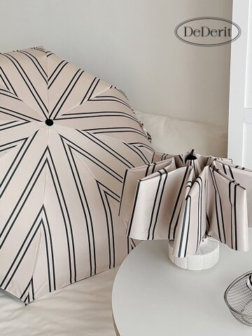 데데리트 여름 장마 귀여운 스트라이프 3단 자동 접이식 우산 양산 자외선차단 암막 휴대용 우양산 양우산 생일 친구 우정 커플 선물