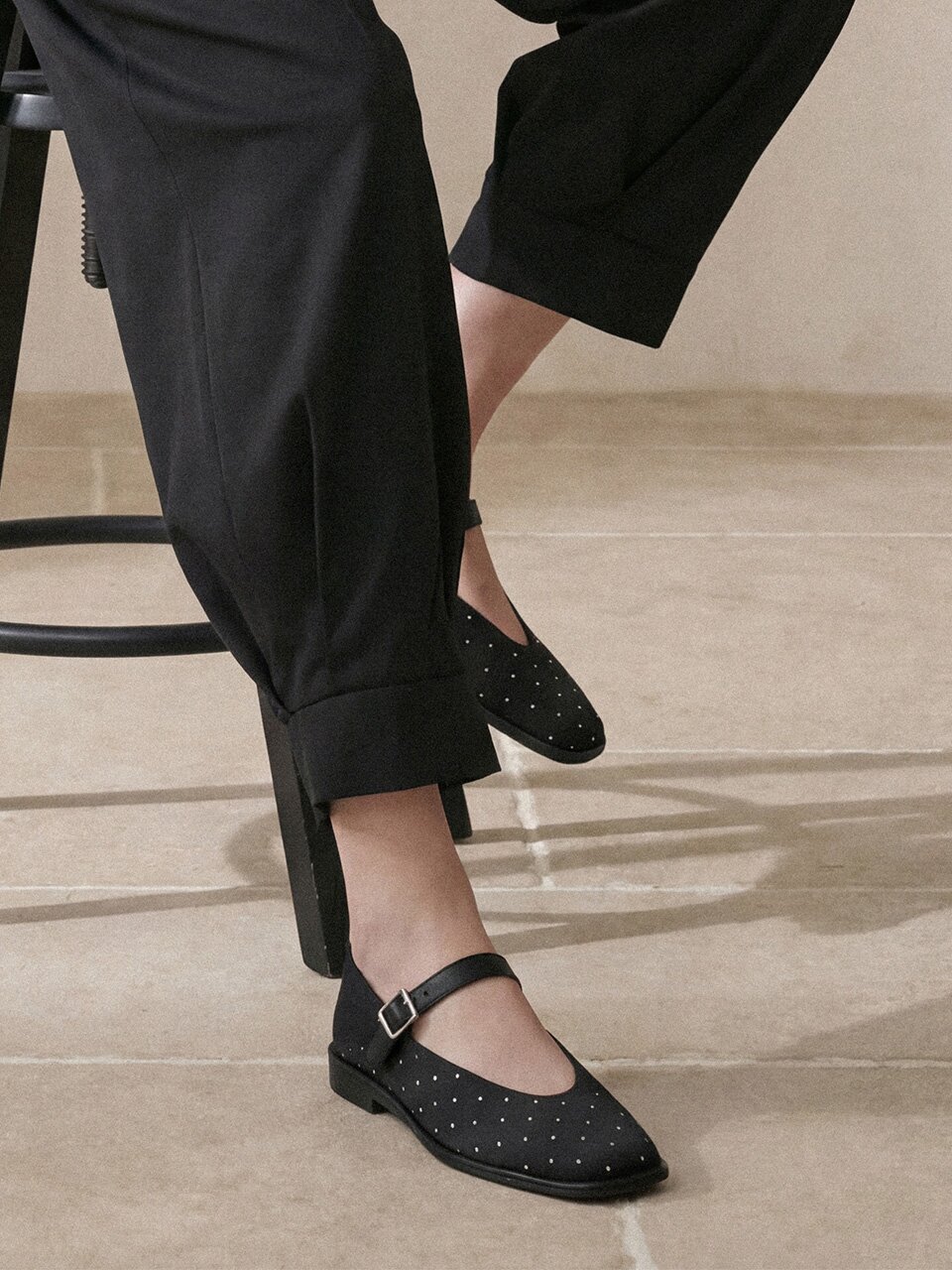 ljh134-7 Classy Gem Mary Jane Flats - 2 Colors