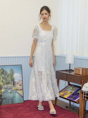 DD_Square neck lace dress_WHITE