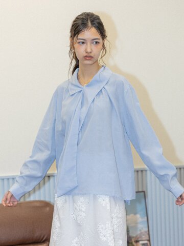 DD_Draped tie blouse_BLUE