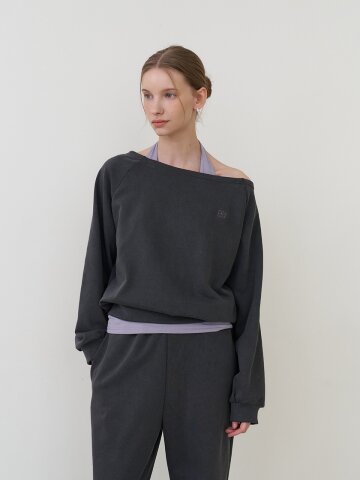 오프숄더 스웻셔츠 챠콜 [T61]