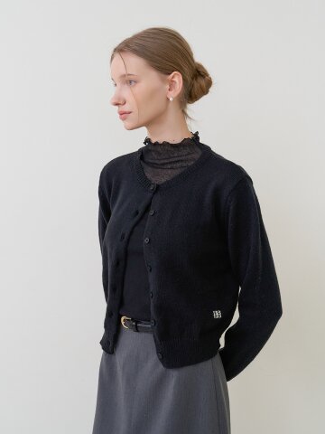 라운드 니트 가디건 블랙 [T61]