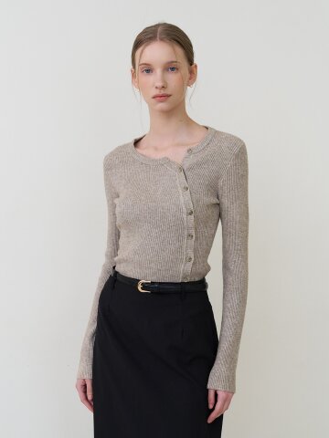 언발 니트 가디건 오트밀 [T61]