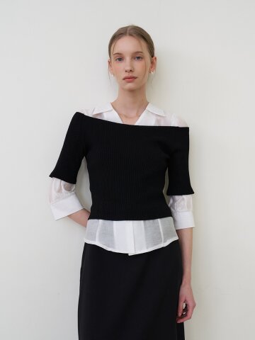 포인티드 카라 블라우스 화이트 [T61]