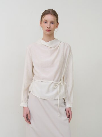 카울넥 스트링 블라우스 아이보리 [T61]