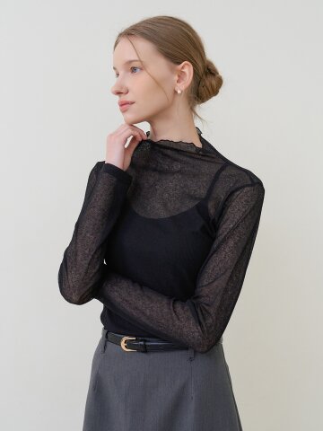 모크넥 시스루 폴라티 블랙 [T61]