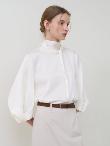 트위스트 스카프 블라우스 크림 [T61]