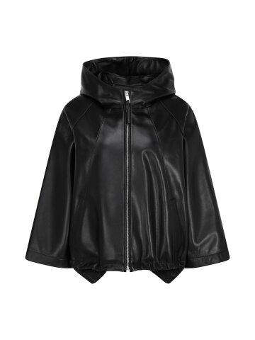 레더 래글런 후드 집업 점퍼 