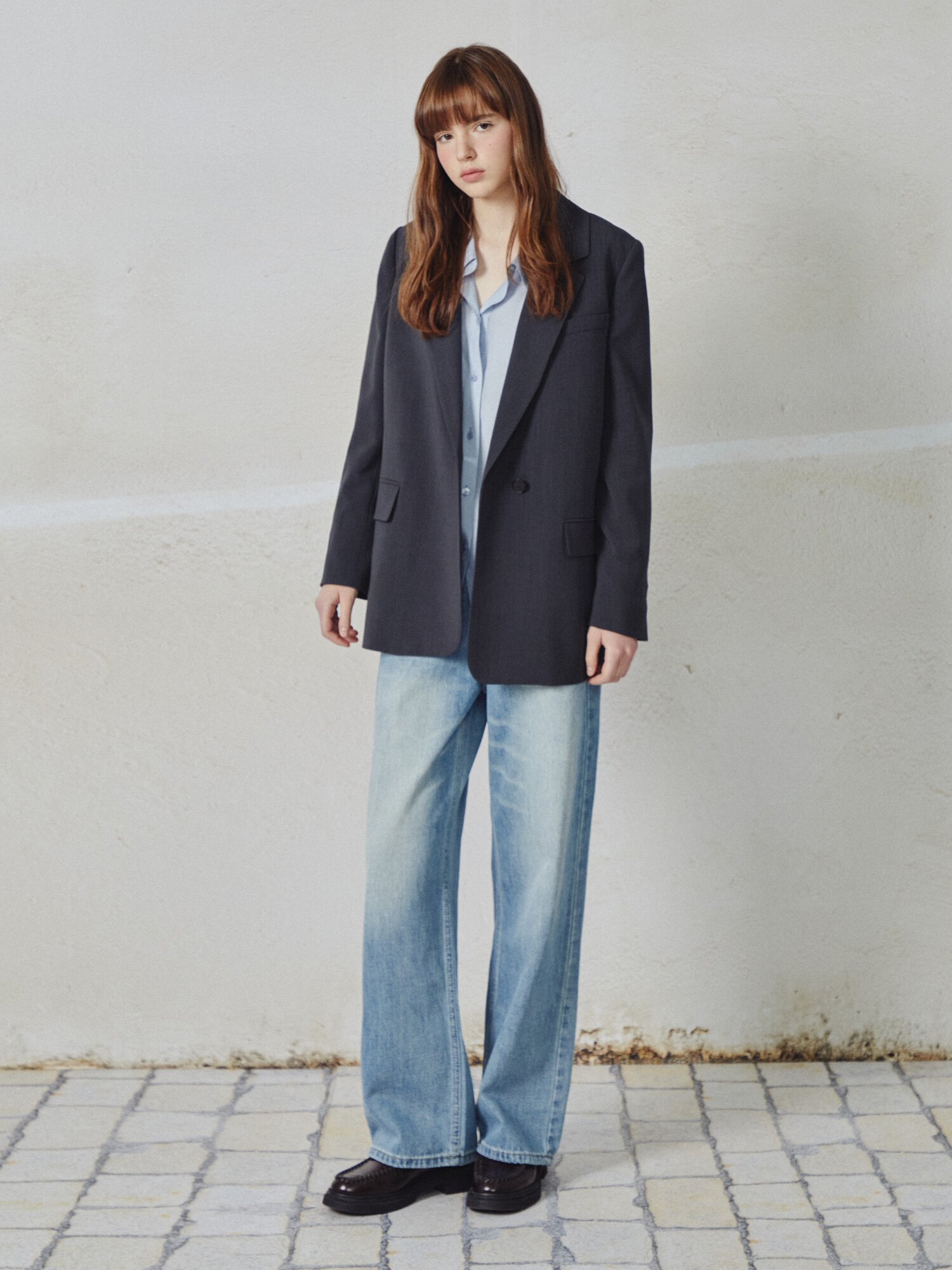 원 버튼 싱글 테일러드 재킷 (DARK GREY)