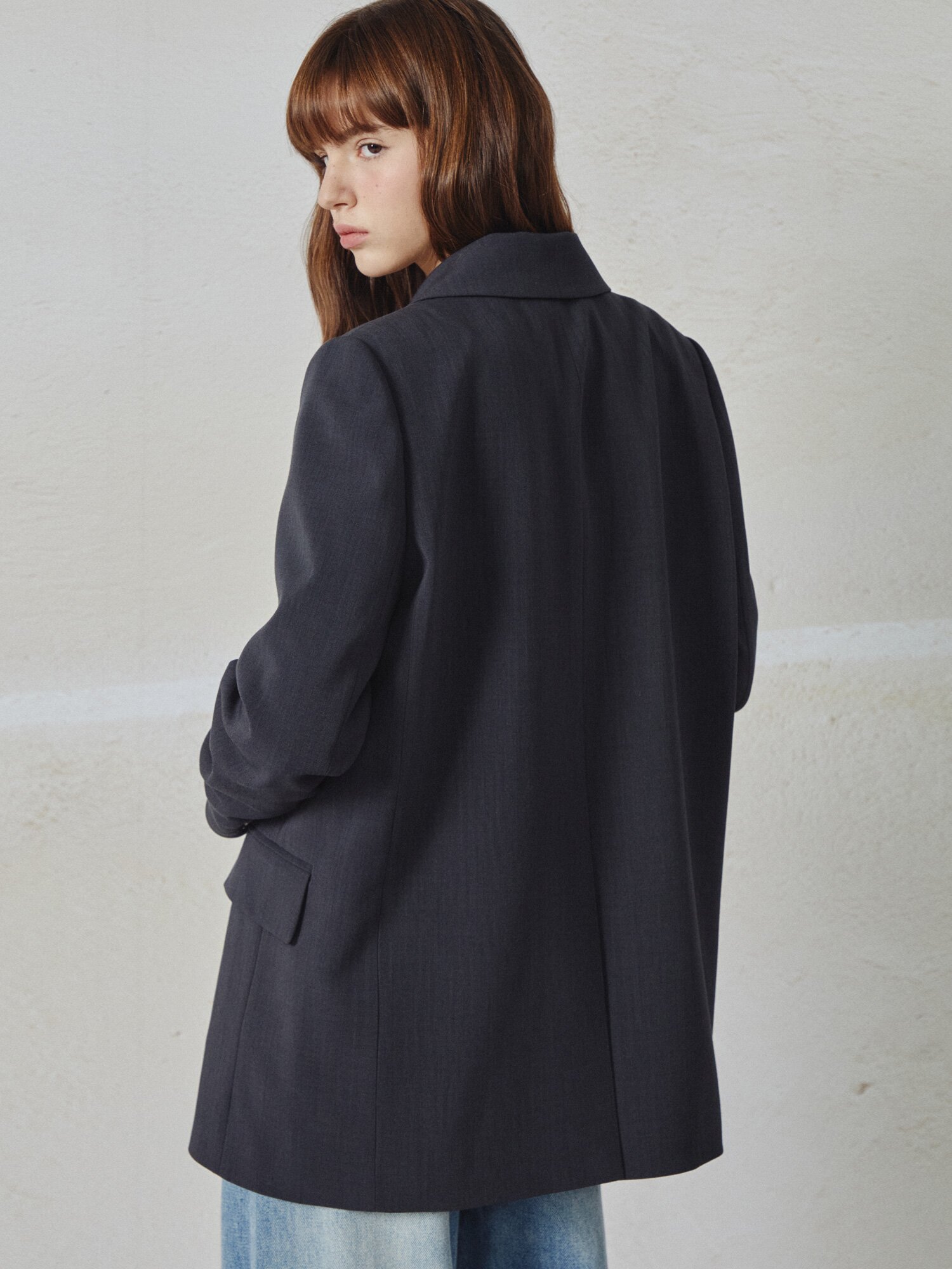 원 버튼 싱글 테일러드 재킷 (DARK GREY)