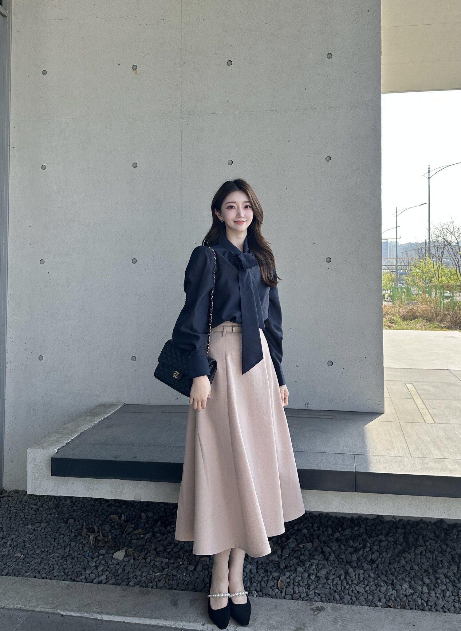 벨티드 페미닌 플레어 스커트 (BEIGE)
