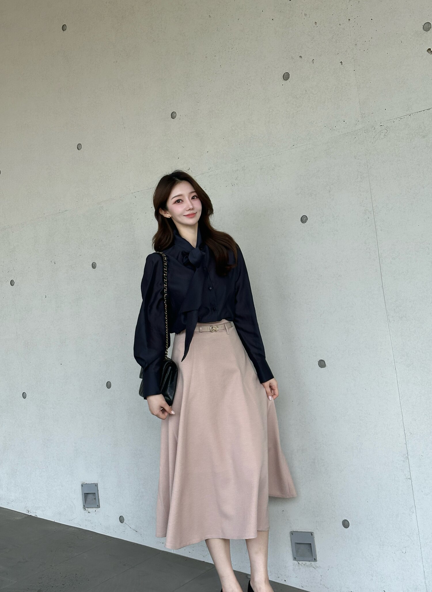 벨티드 페미닌 플레어 스커트 (BEIGE)