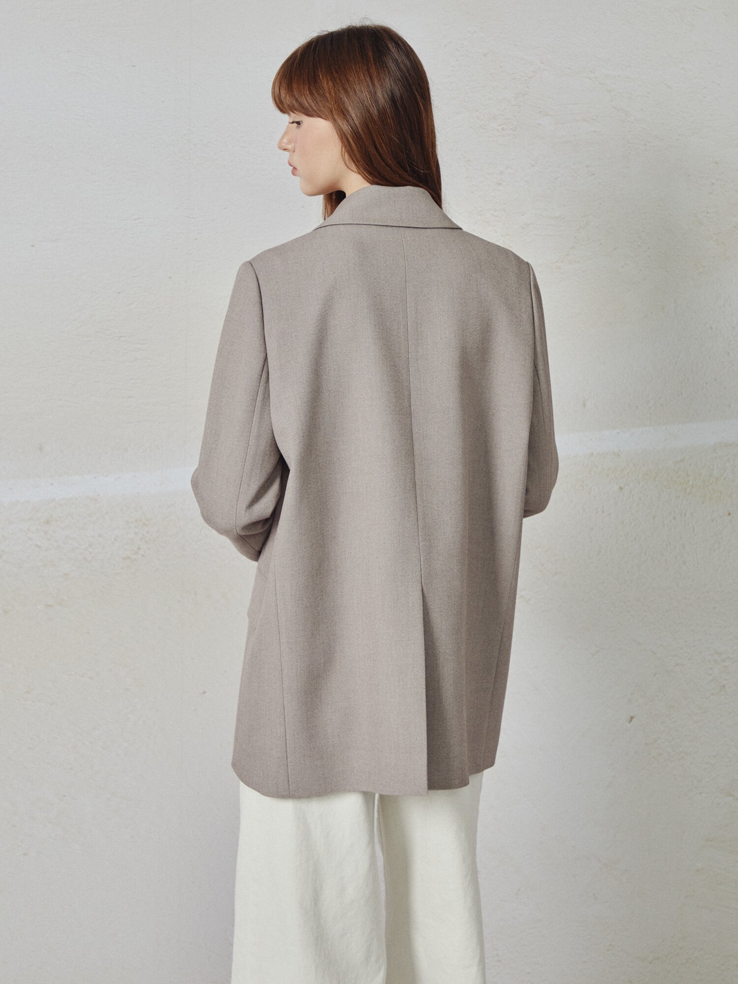 원 버튼 싱글 테일러드 재킷 (BEIGE)