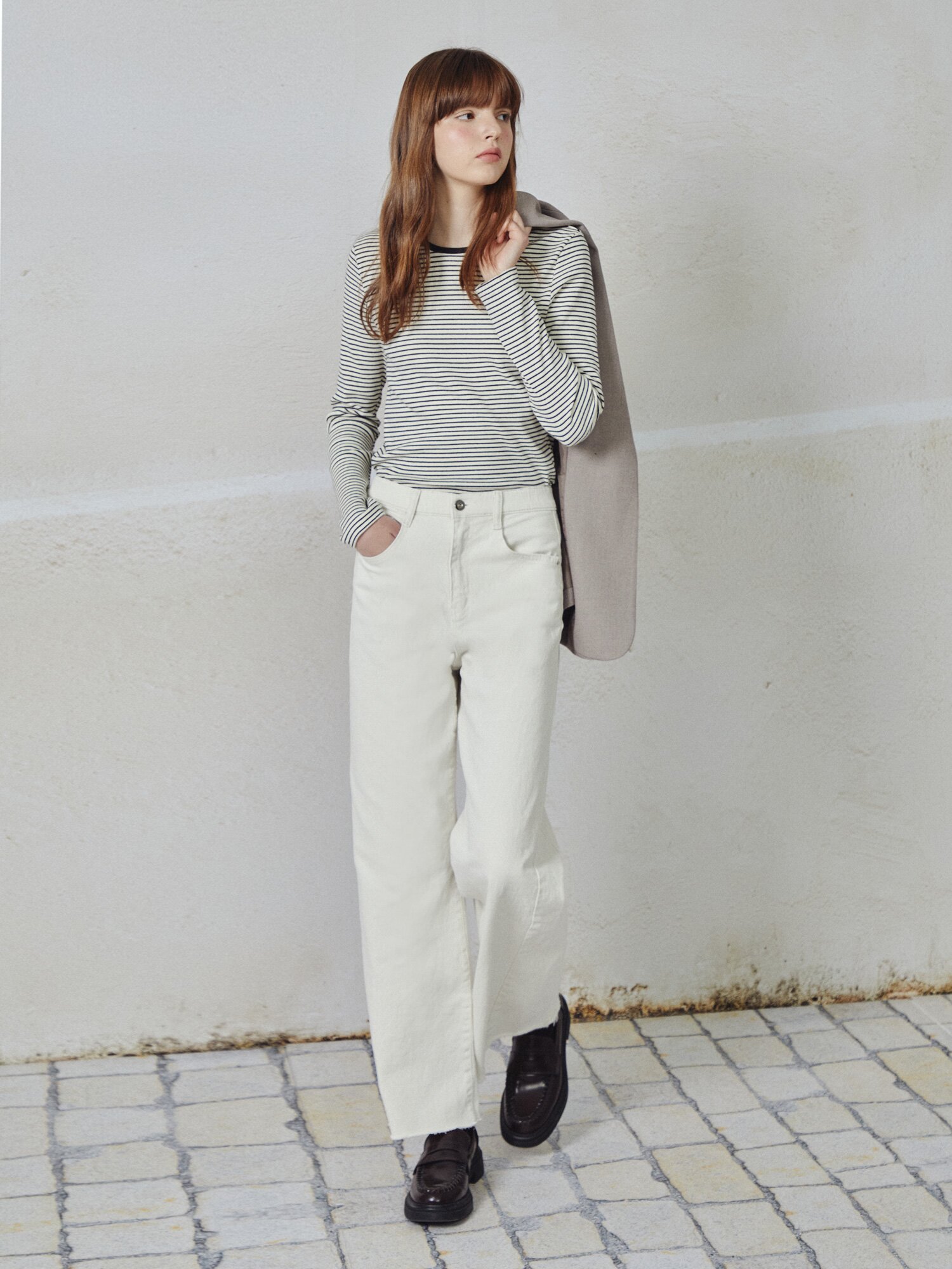 원 버튼 싱글 테일러드 재킷 (BEIGE)