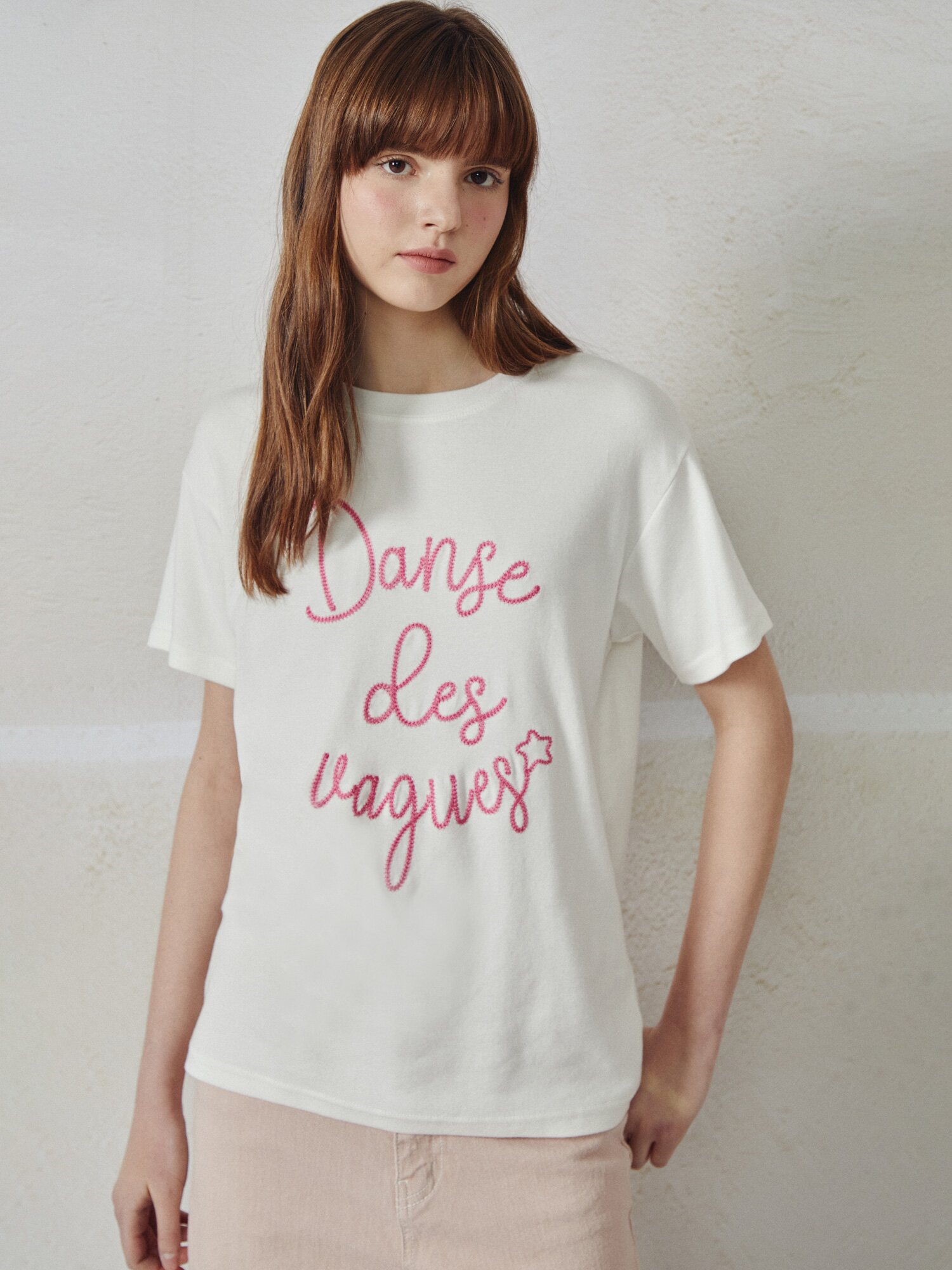 체인자수 라운드넥 티셔츠 (WHITE)