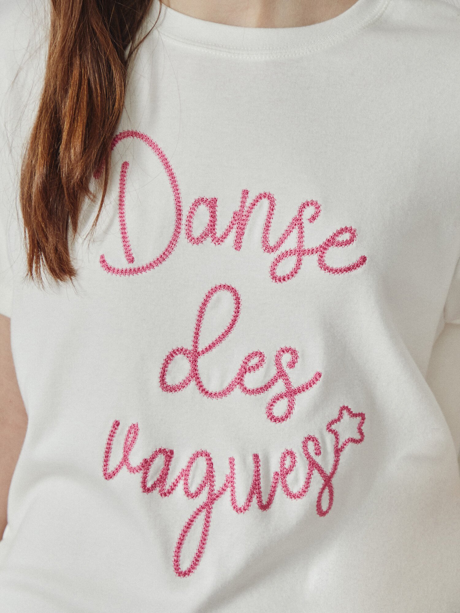 체인자수 라운드넥 티셔츠 (WHITE)