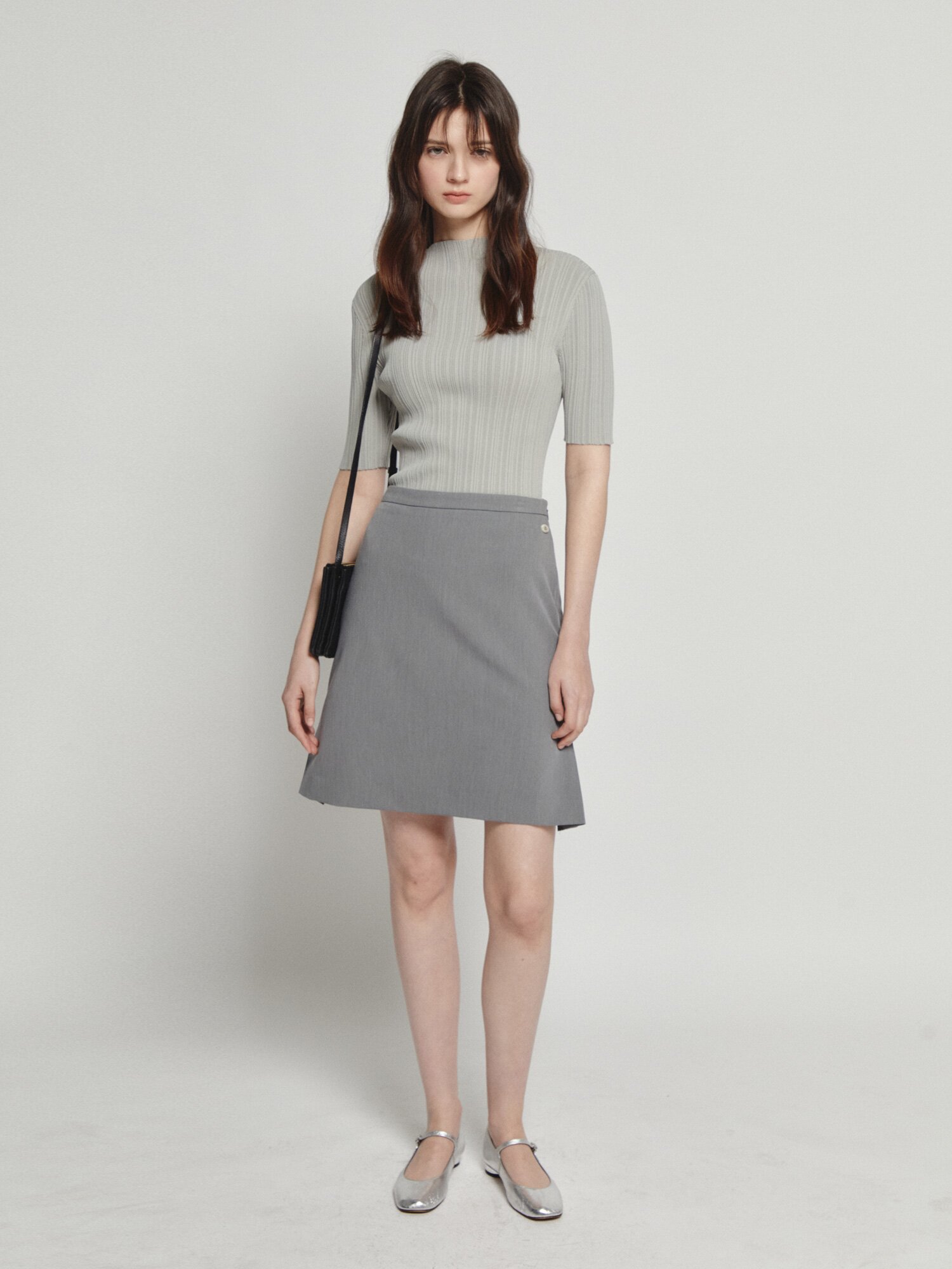 슬림핏 골지 하프넥 풀오버 니트 (LIGHT KHAKI)