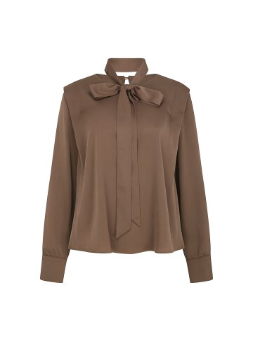 타이 숄더 턱 라운드넥 블라우스 