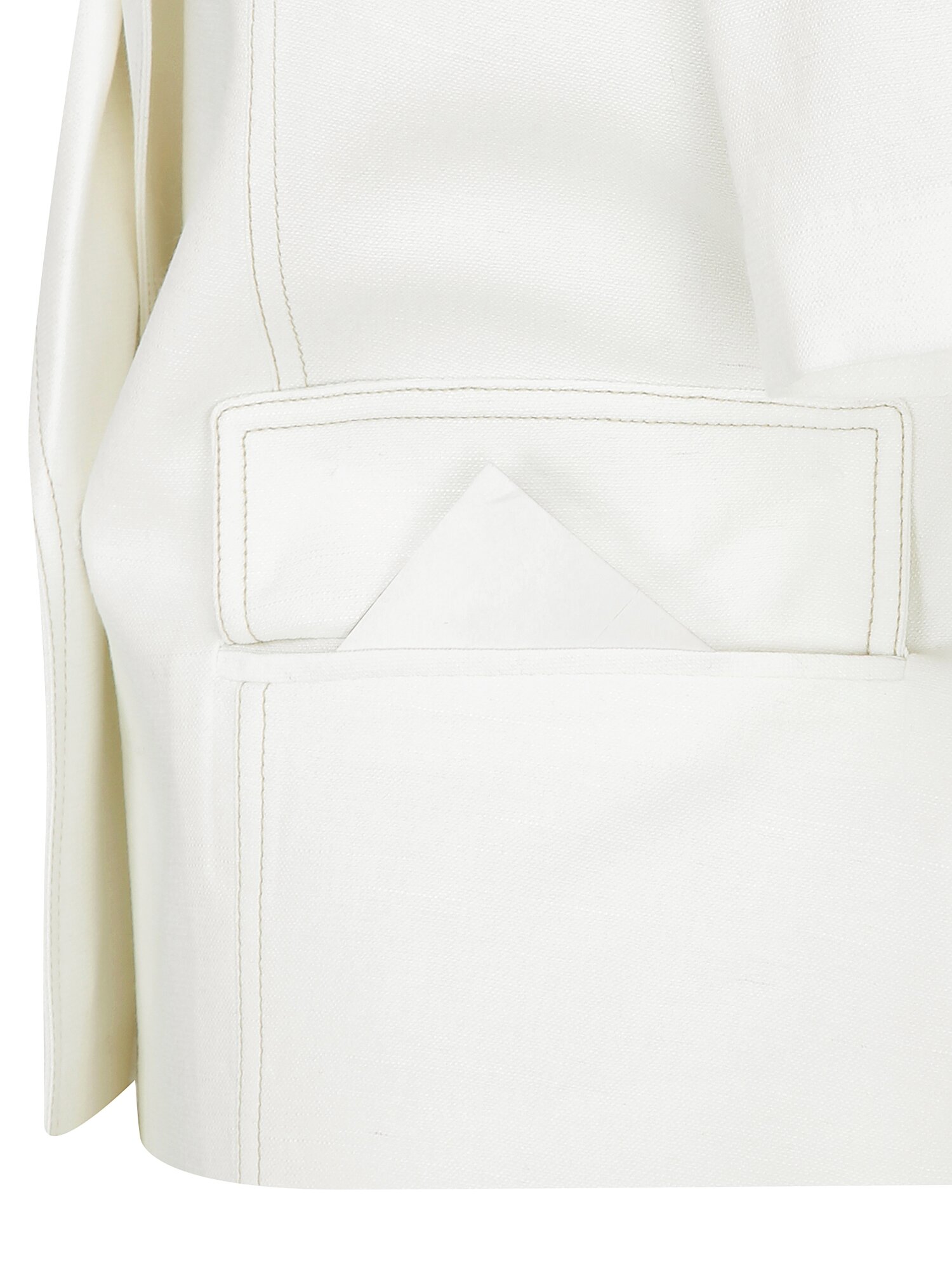 린넨 배색 스티치 더블 크롭 재킷 (WHITE)