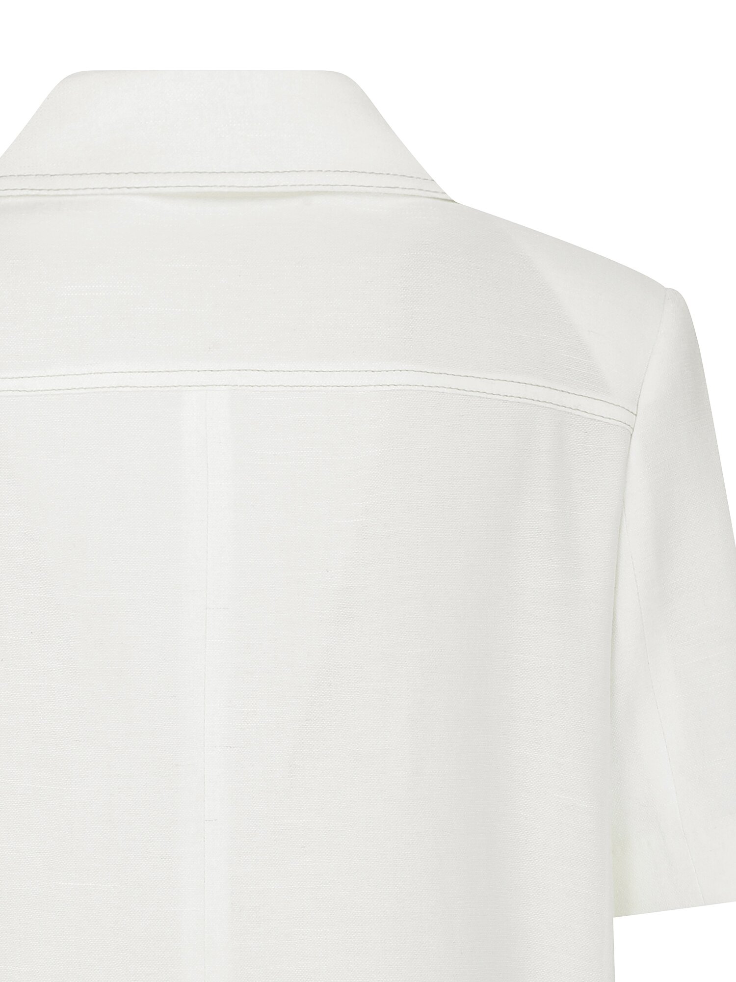 린넨 배색 스티치 더블 크롭 재킷 (WHITE)