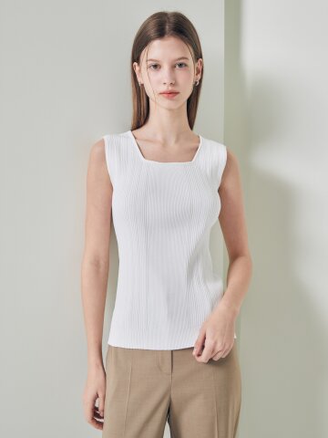 골지 투웨이 슬리브리스 니트 