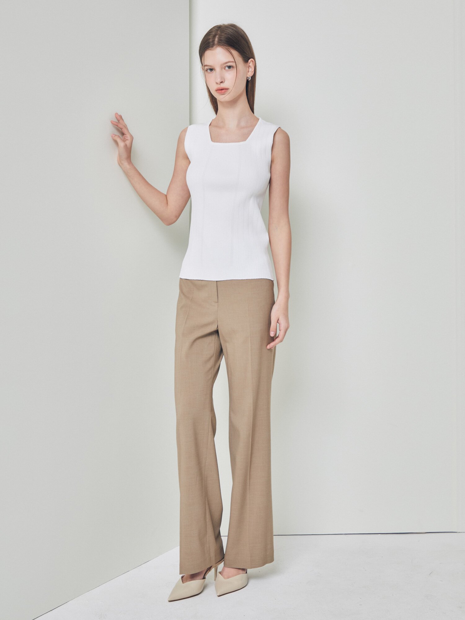 골지 투웨이 슬리브리스 니트 (IVORY)