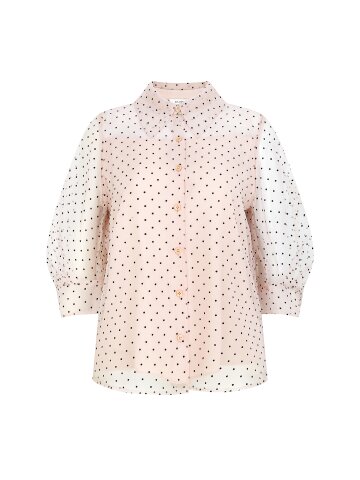 퍼프 슬리브 칼라 블라우스 