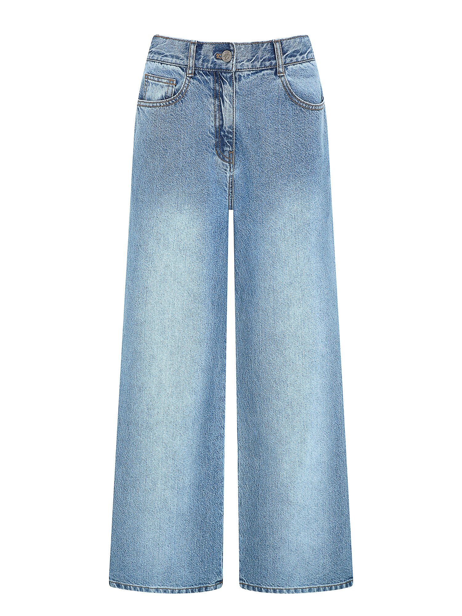 워싱 라인 와이드 데님 팬츠 (BLUE)