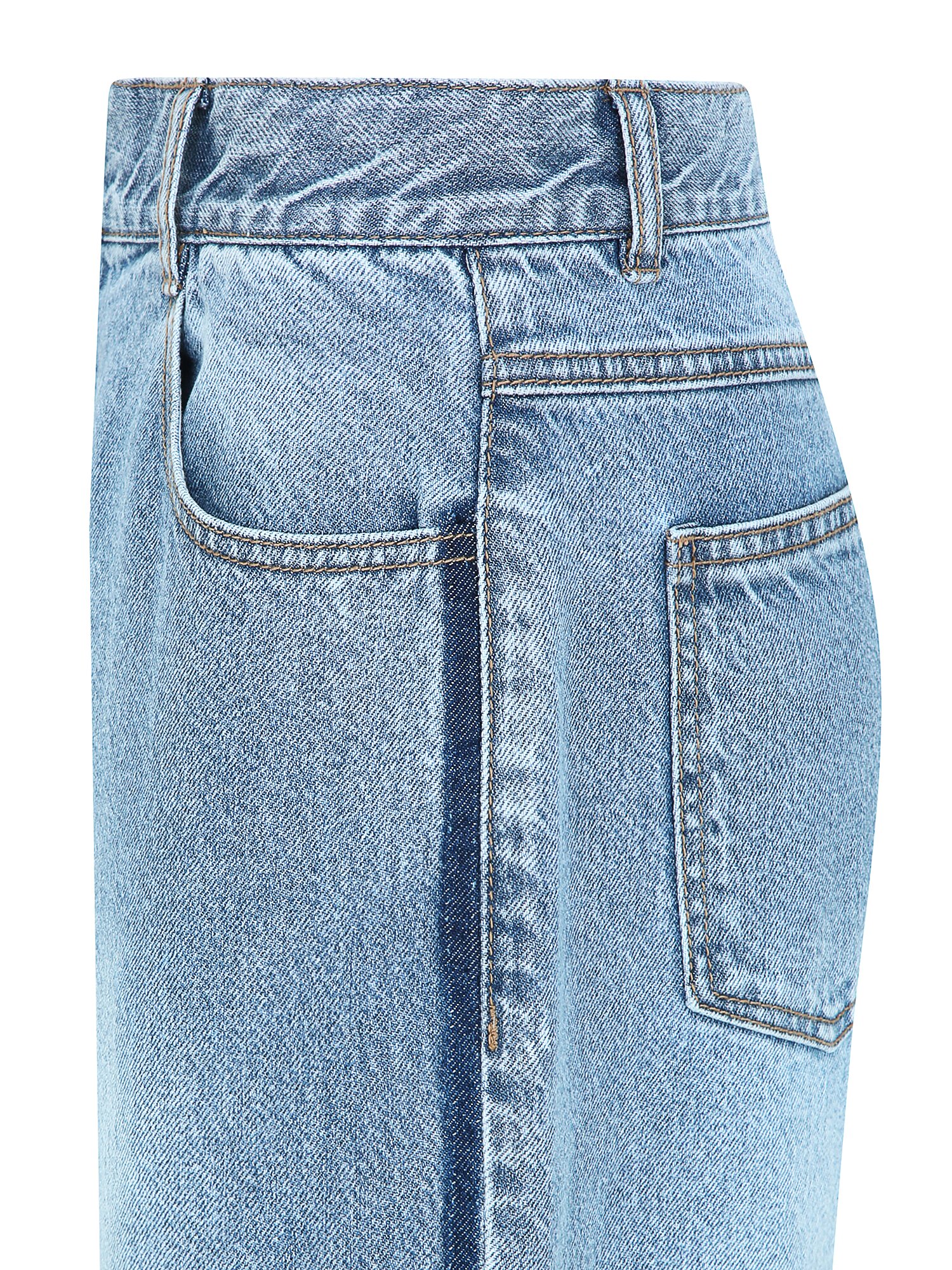 워싱 라인 와이드 데님 팬츠 (BLUE)