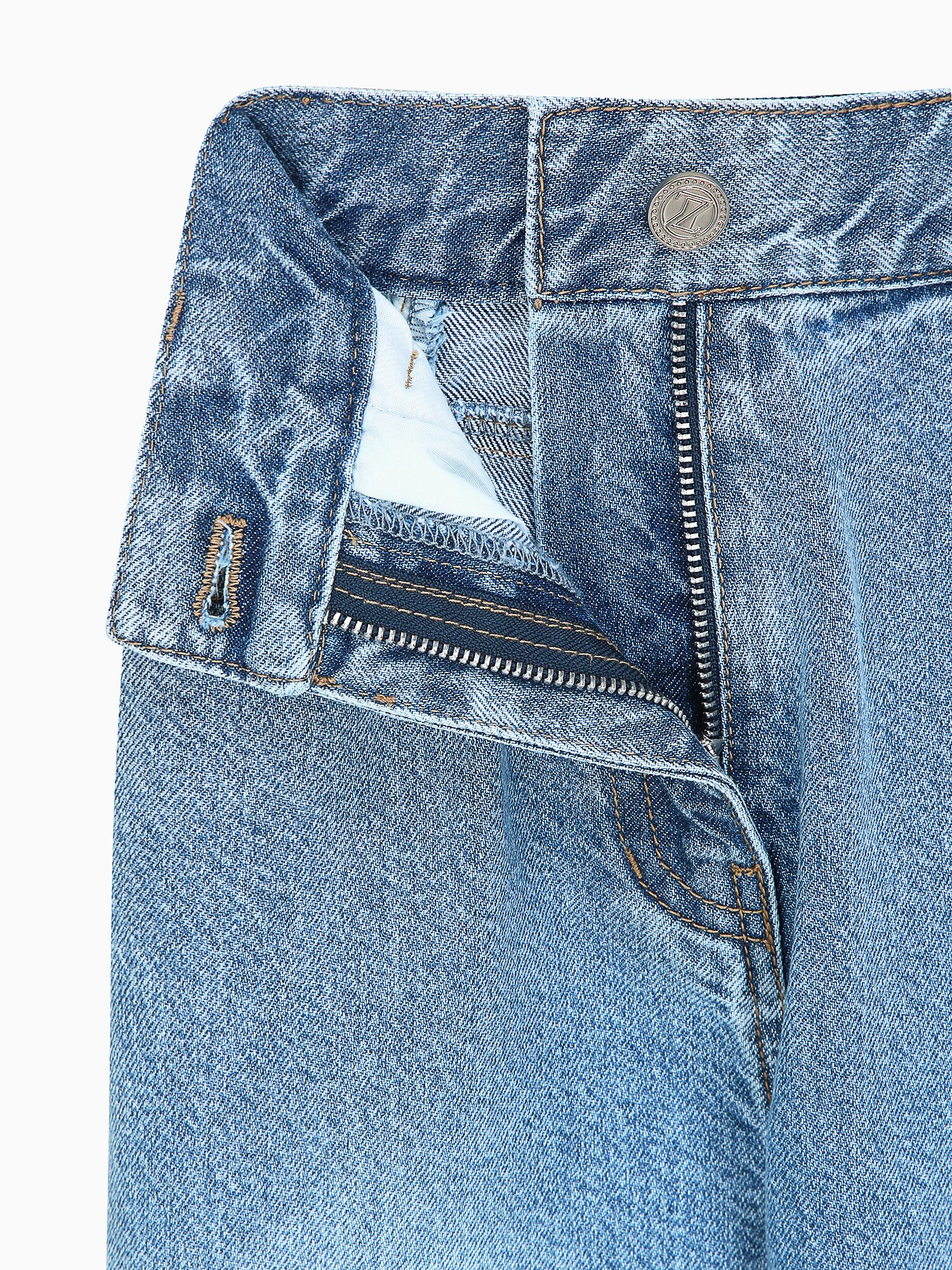 워싱 라인 와이드 데님 팬츠 (BLUE)