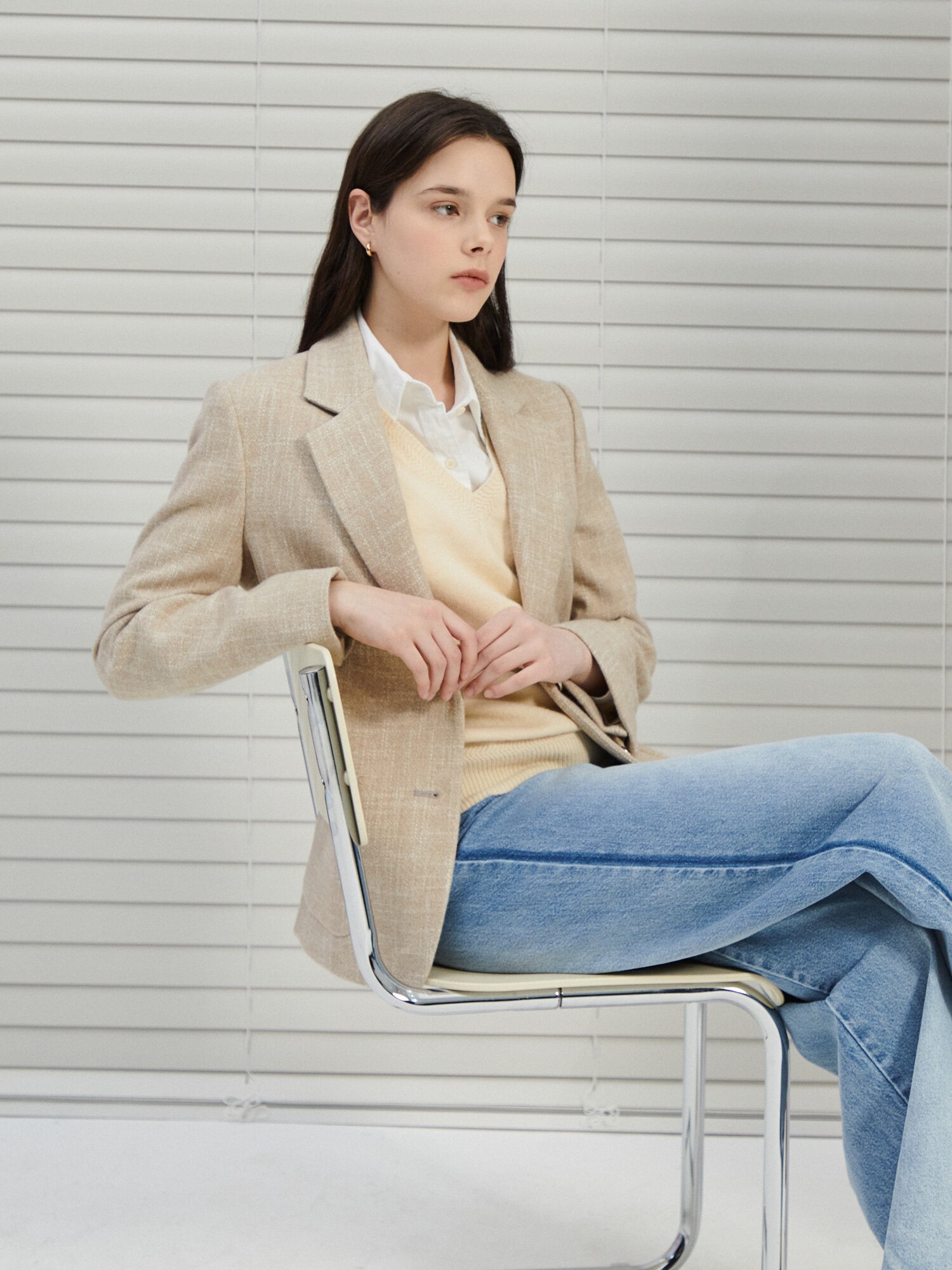 워싱 라인 와이드 데님 팬츠 (BLUE)