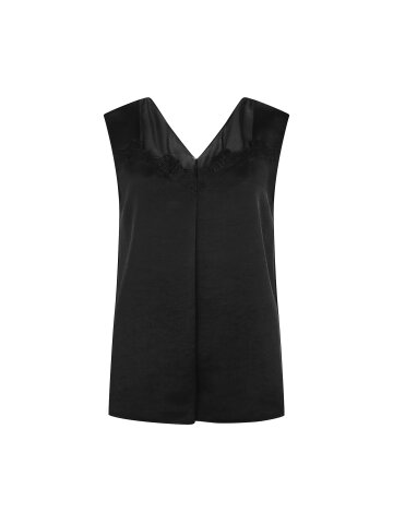 배색 자수 브이넥 블라우스 