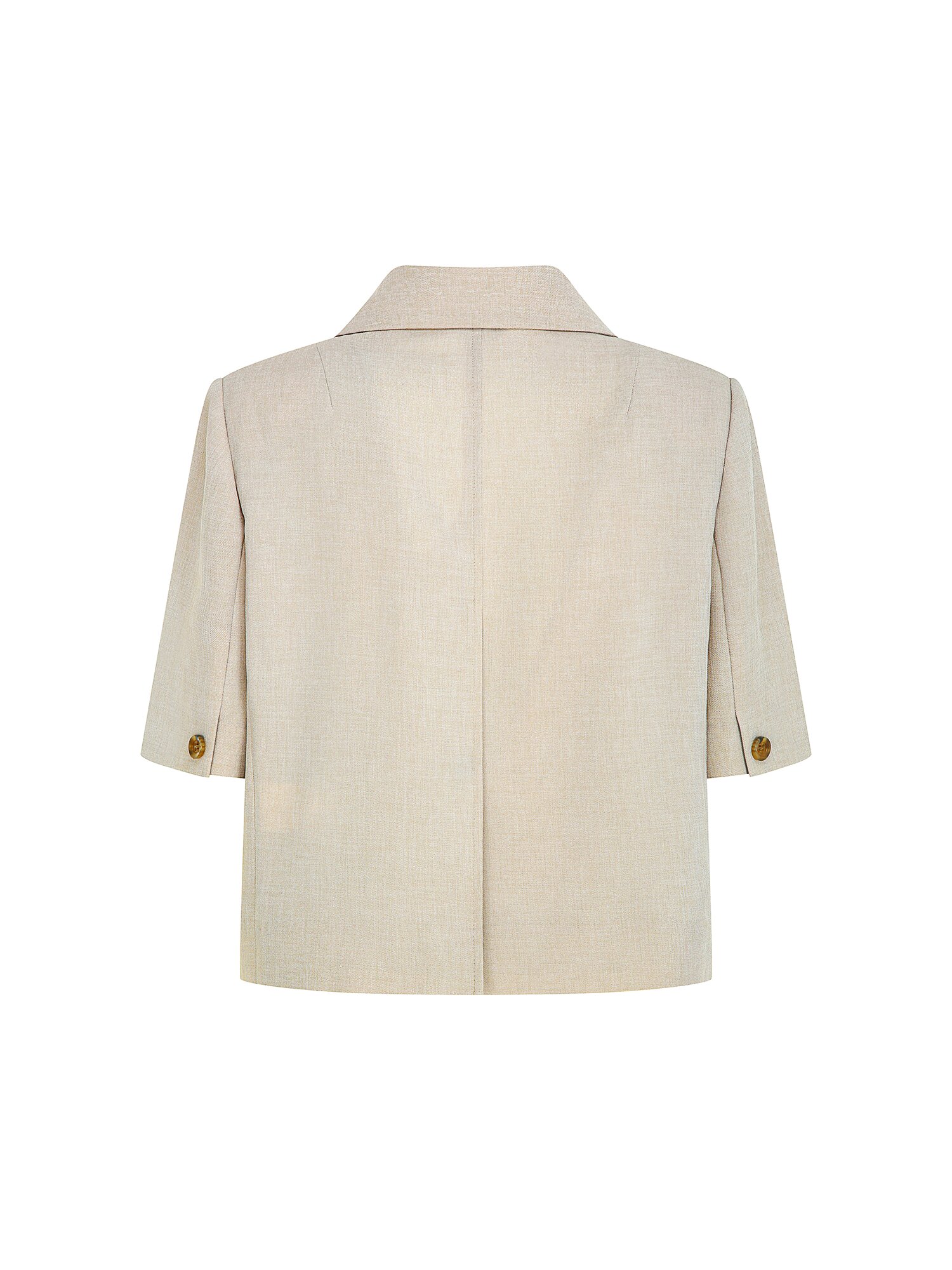 하프 슬리브 싱글 크롭 재킷 (BEIGE)