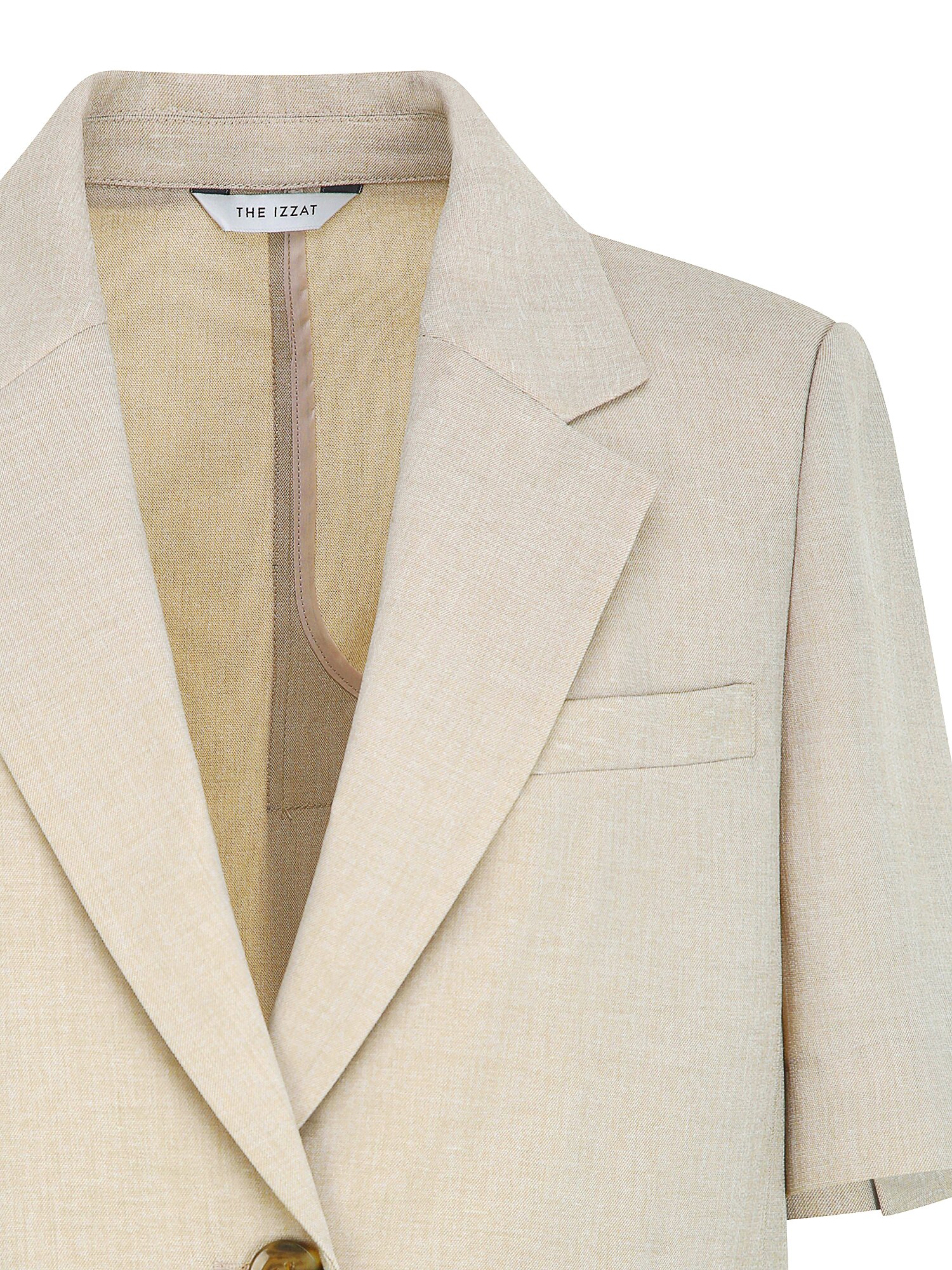 하프 슬리브 싱글 크롭 재킷 (BEIGE)