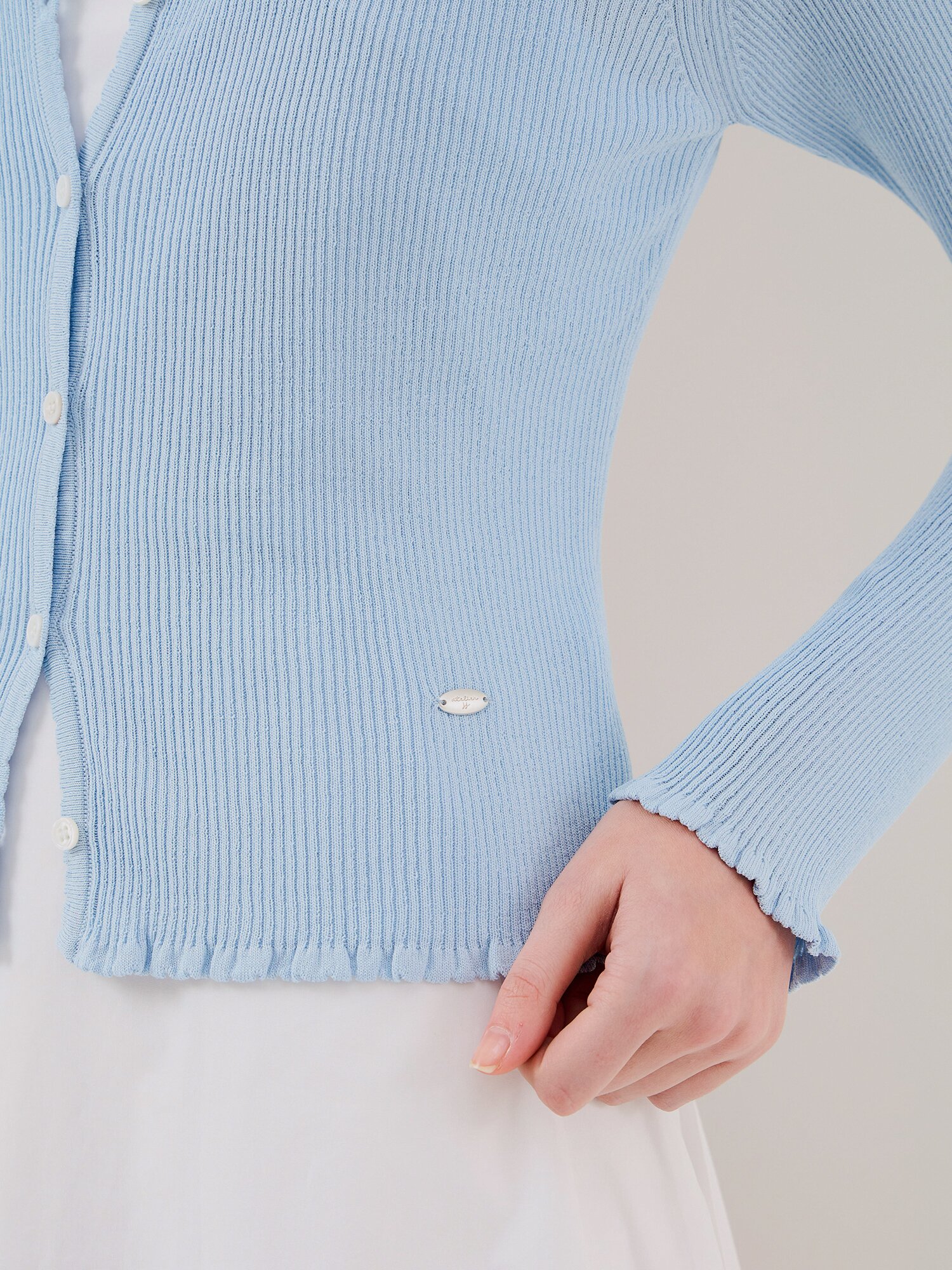 골지 스캘럽 라운드넥 가디건 (BLUE)