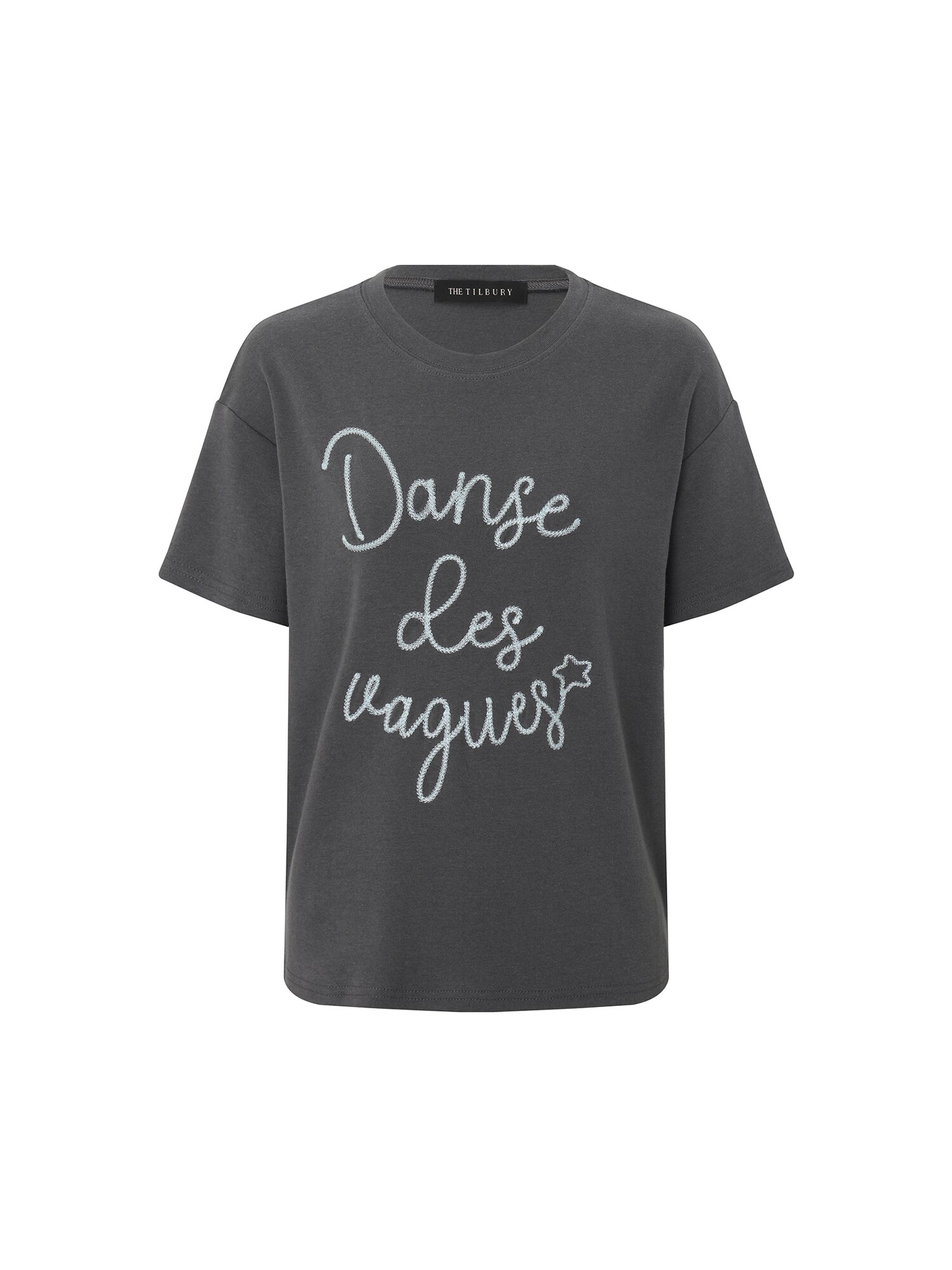 체인자수 라운드넥 티셔츠 (DARK GREY)