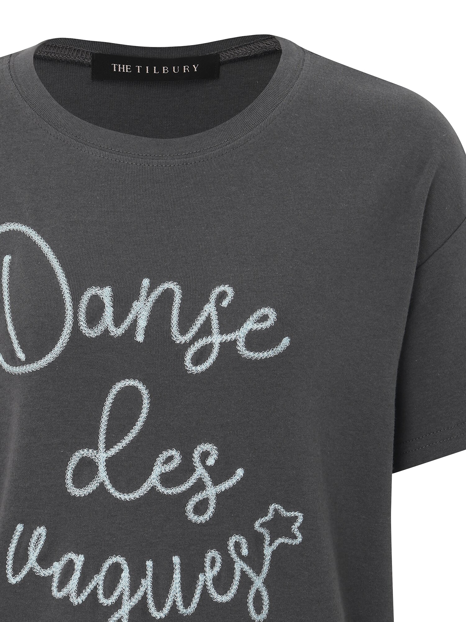 체인자수 라운드넥 티셔츠 (DARK GREY)