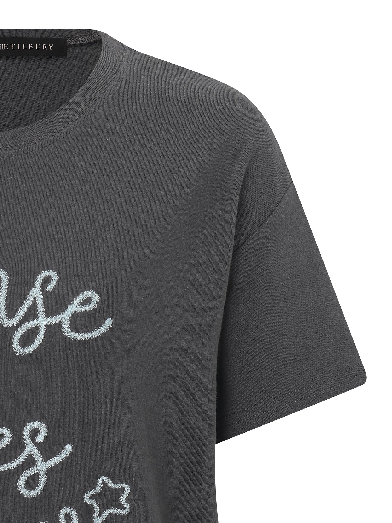 체인자수 라운드넥 티셔츠 (DARK GREY)