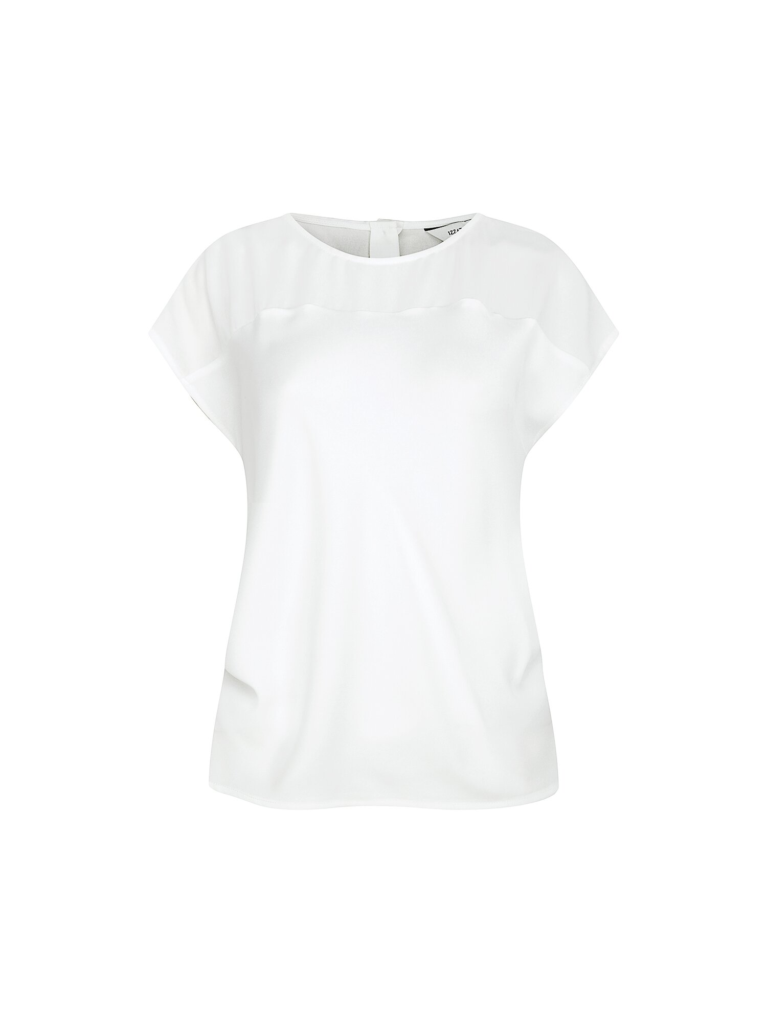 배색 캡 슬리브 블라우스 (IVORY)