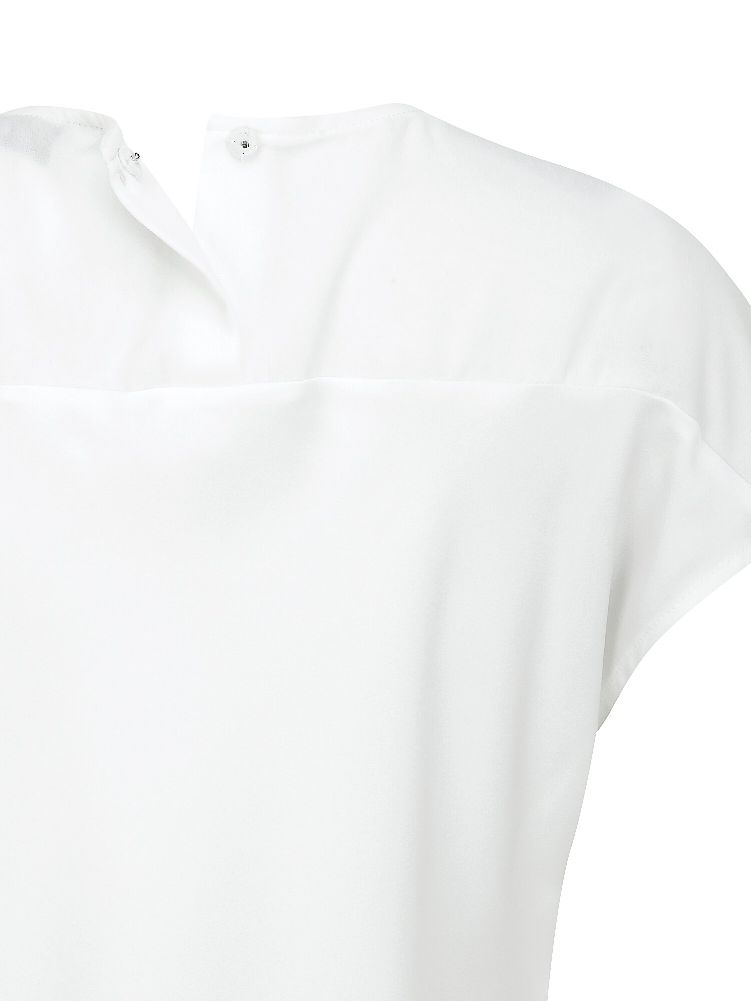 배색 캡 슬리브 블라우스 (IVORY)