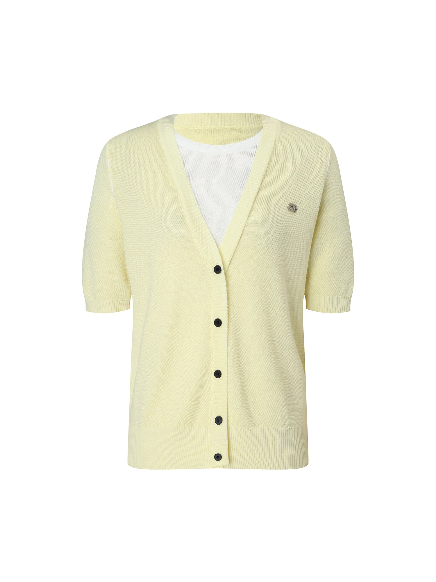 레이어드 브이넥 풀오버 니트 (YELLOW)