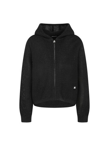 로고 장식 후드 집업 가디건 