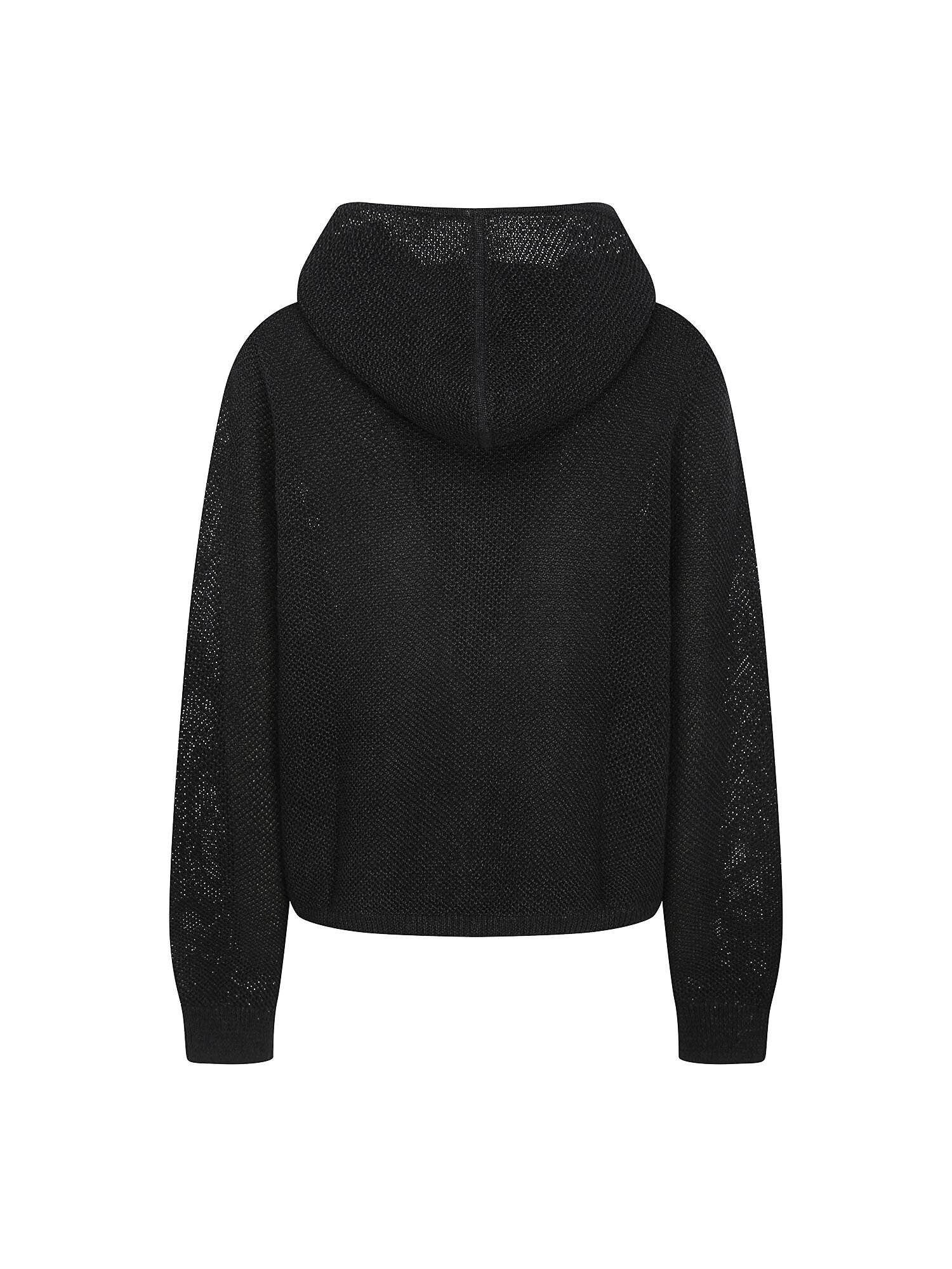 로고 장식 후드 집업 가디건 (BLACK)