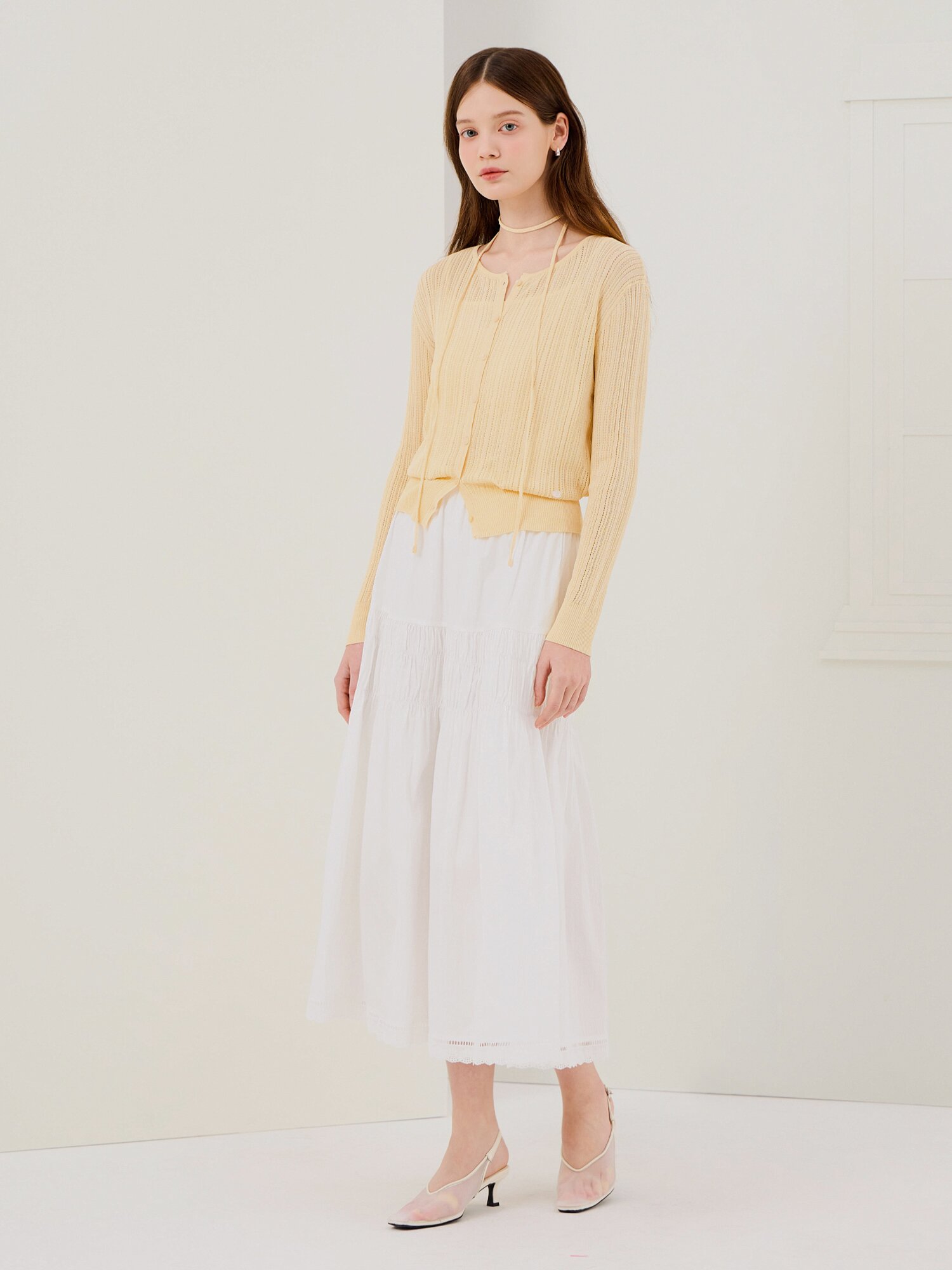 스카시 라운드넥 크롭 가디건 (YELLOW)