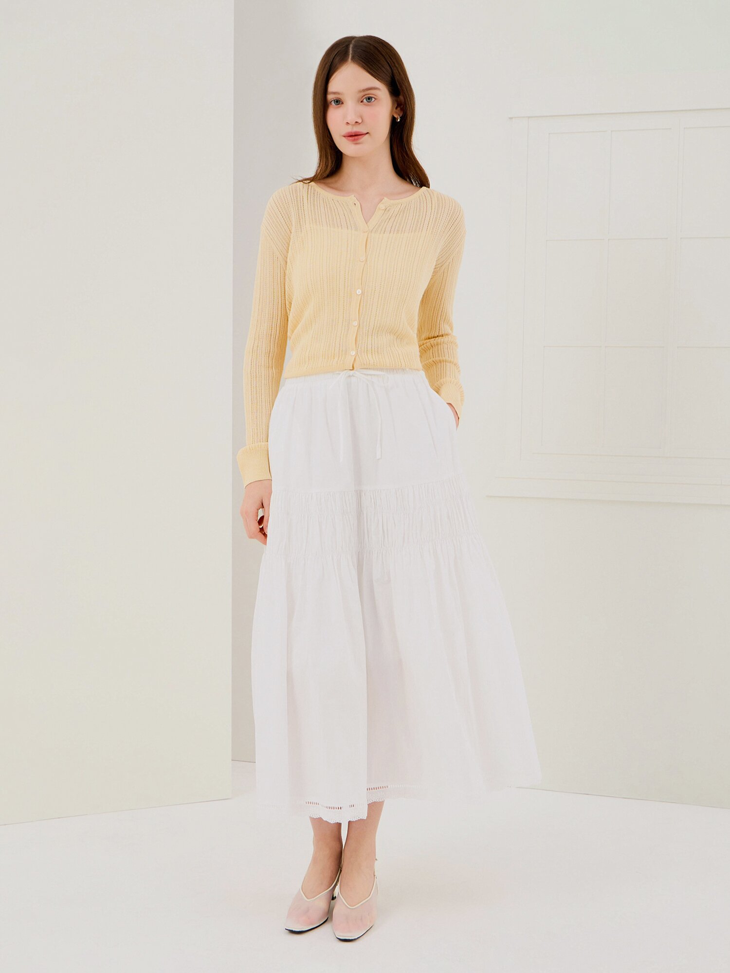 스카시 라운드넥 크롭 가디건 (YELLOW)